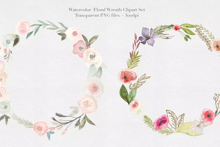 水彩花环插画集 Watercolor Floral Wrea