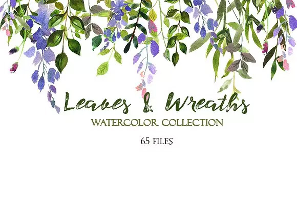 树叶花圈水彩 Leaves and Wreaths Wate