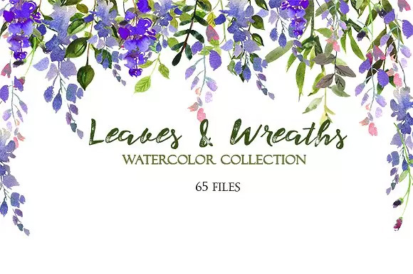 树叶花圈水彩 Leaves and Wreaths Wate