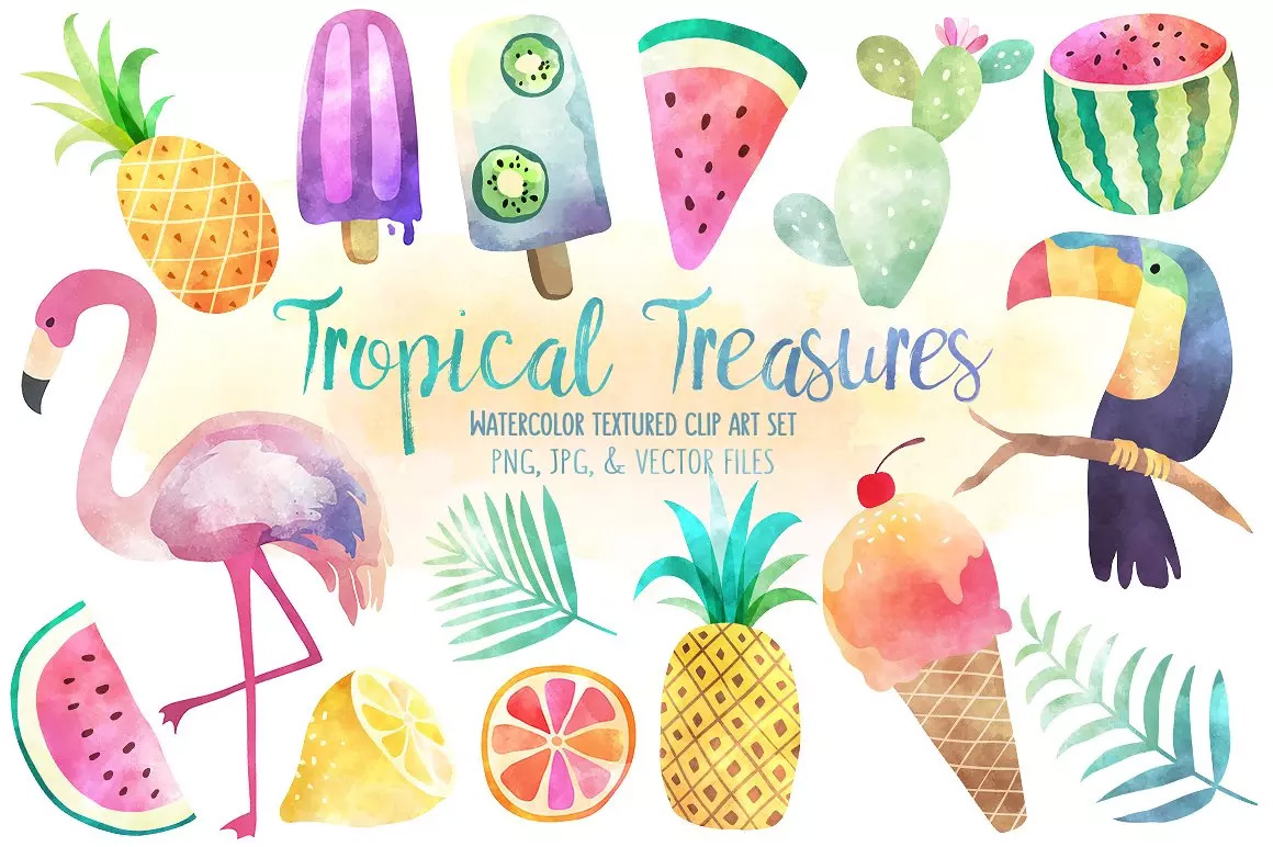 热带珍宝水彩素材 Tropical Treasures Wa