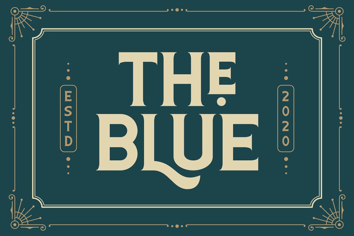 大胆豪华的复古徽标英文字体 The Blue Font