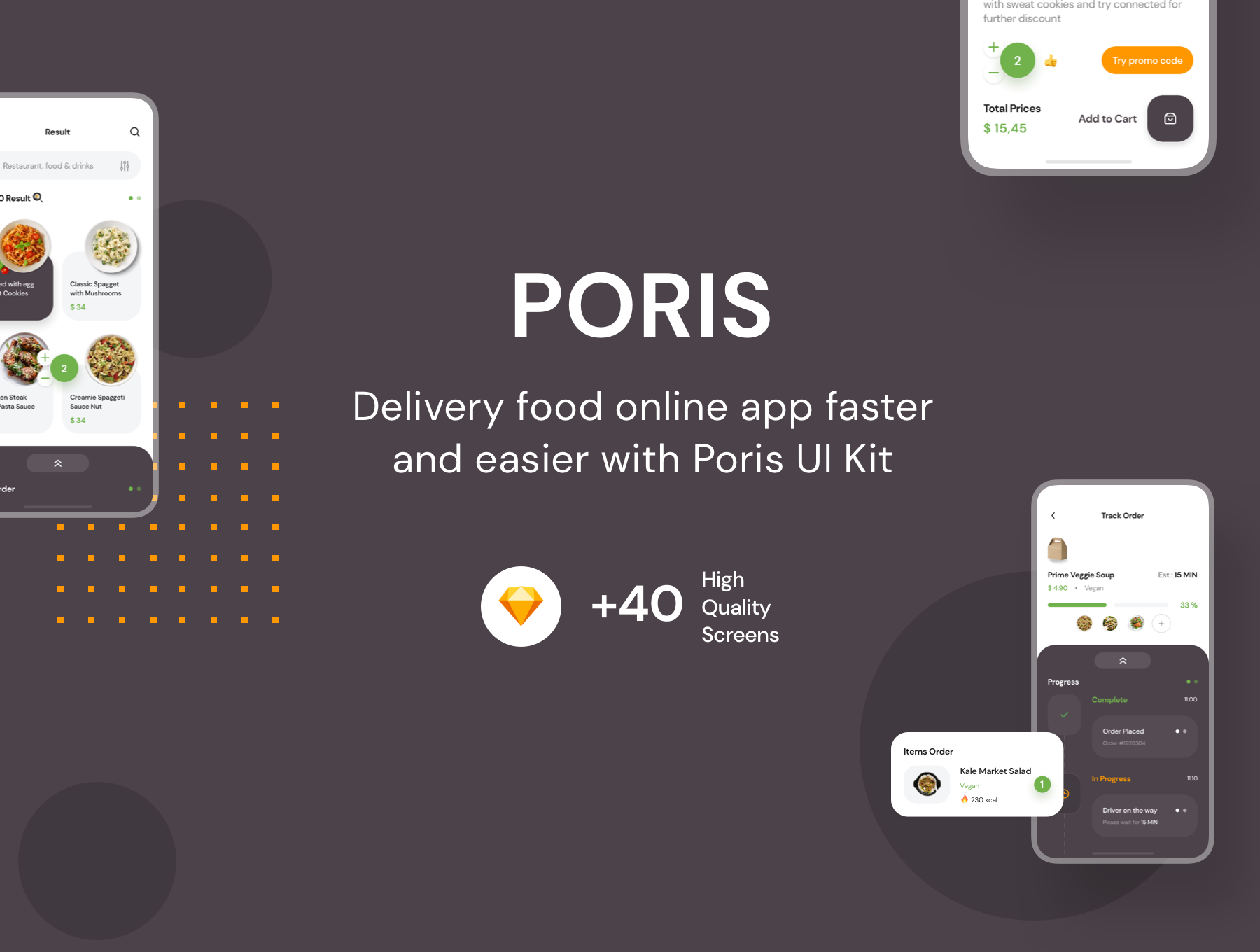 高质量餐厅外卖订购移动APP界面UI素材 Poris App