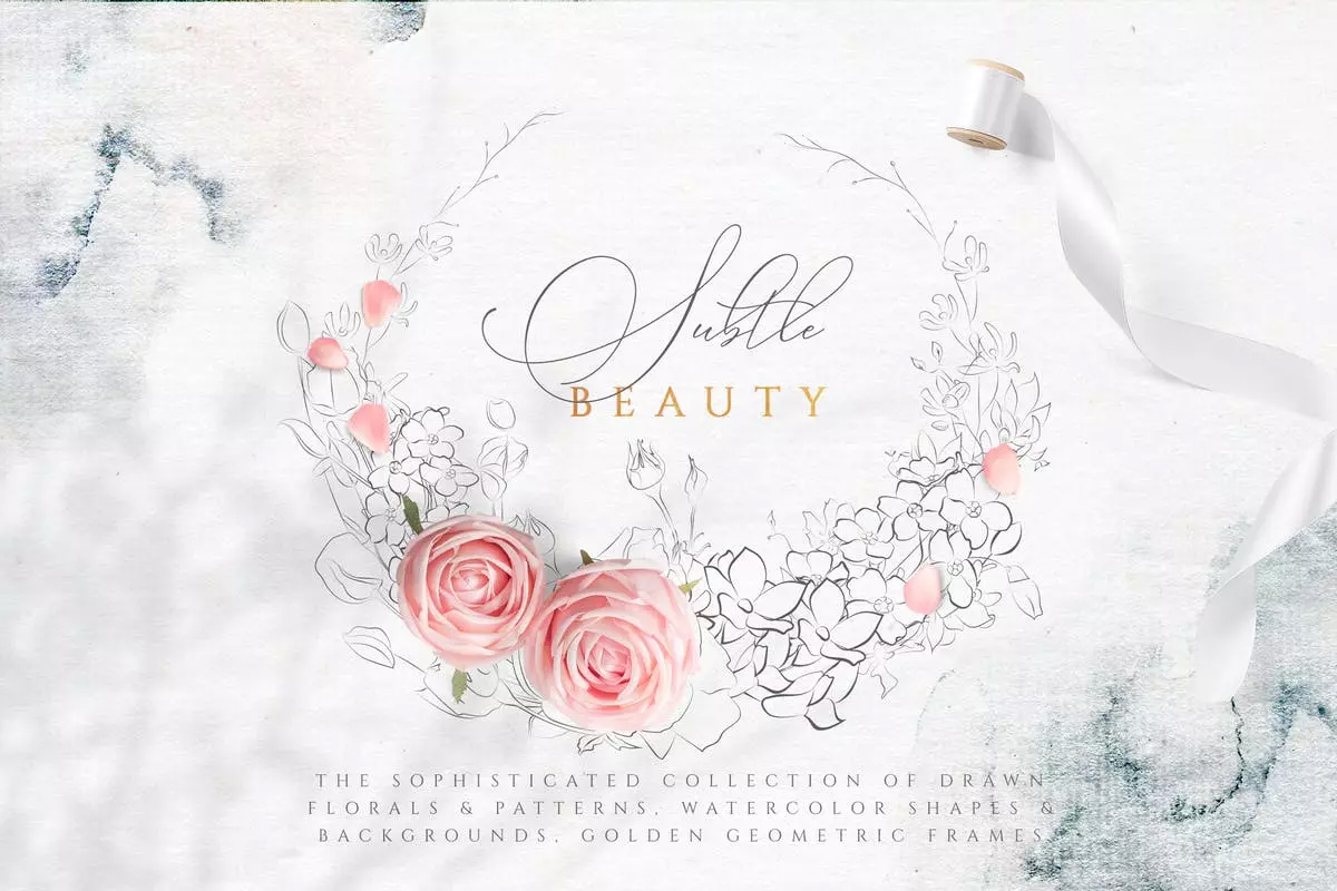 精致美感水彩花卉图案 Subtle Beauty Graph