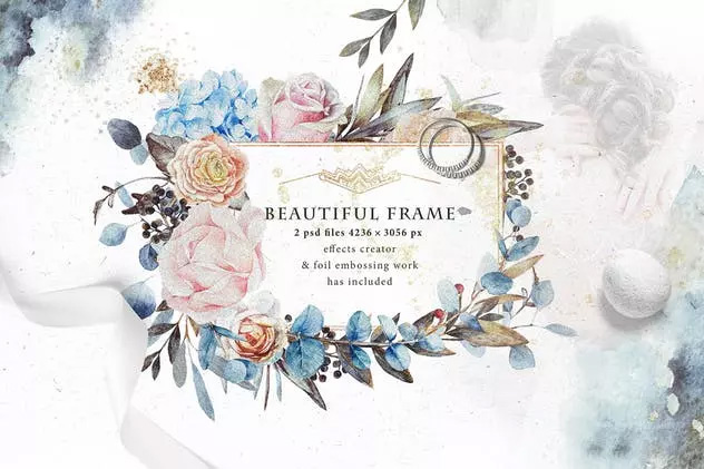 水彩花卉婚礼艺术家插画 Wedding frames “AR