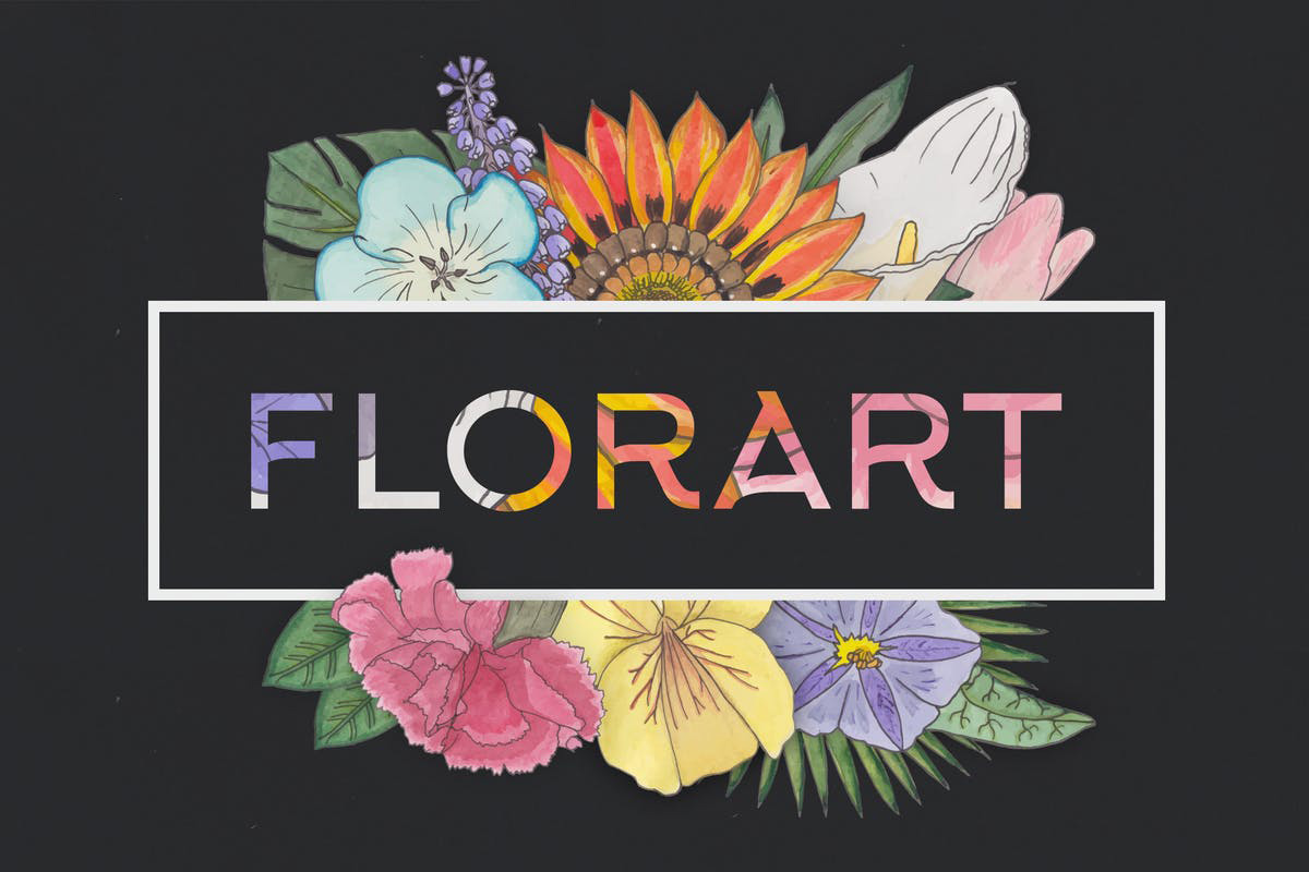 水彩艺术花卉矢量插画合集 FlorArt Watercolo