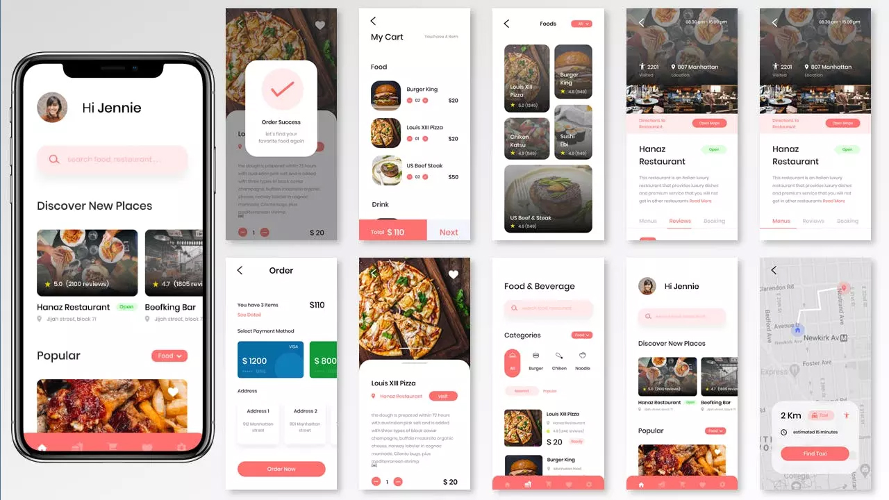 餐厅预订手机APP应用UI套件 Eatfast UI Kit