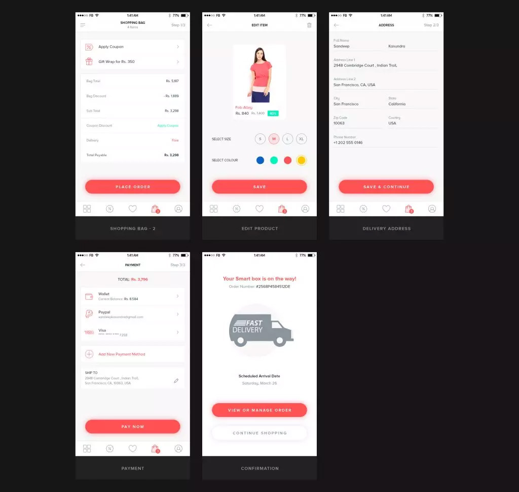 时尚简约的服饰电商APP UI KITS 下载[for Sk