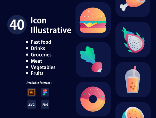 40個易于自定義的食物圖標素材