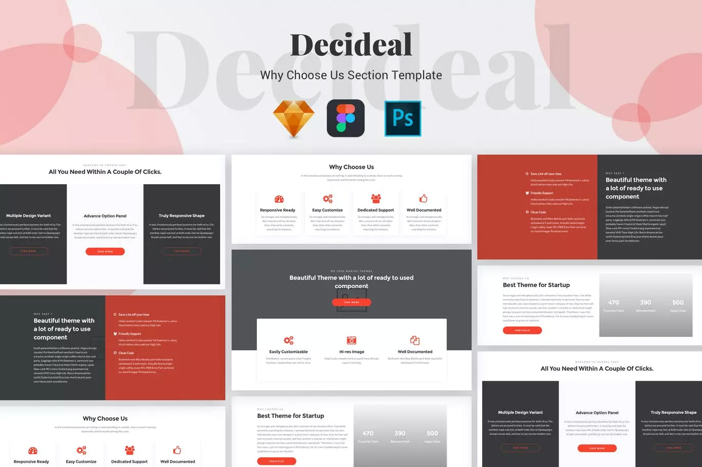 企业网站设计-企业优势介绍页面UI设计模板 Decideal