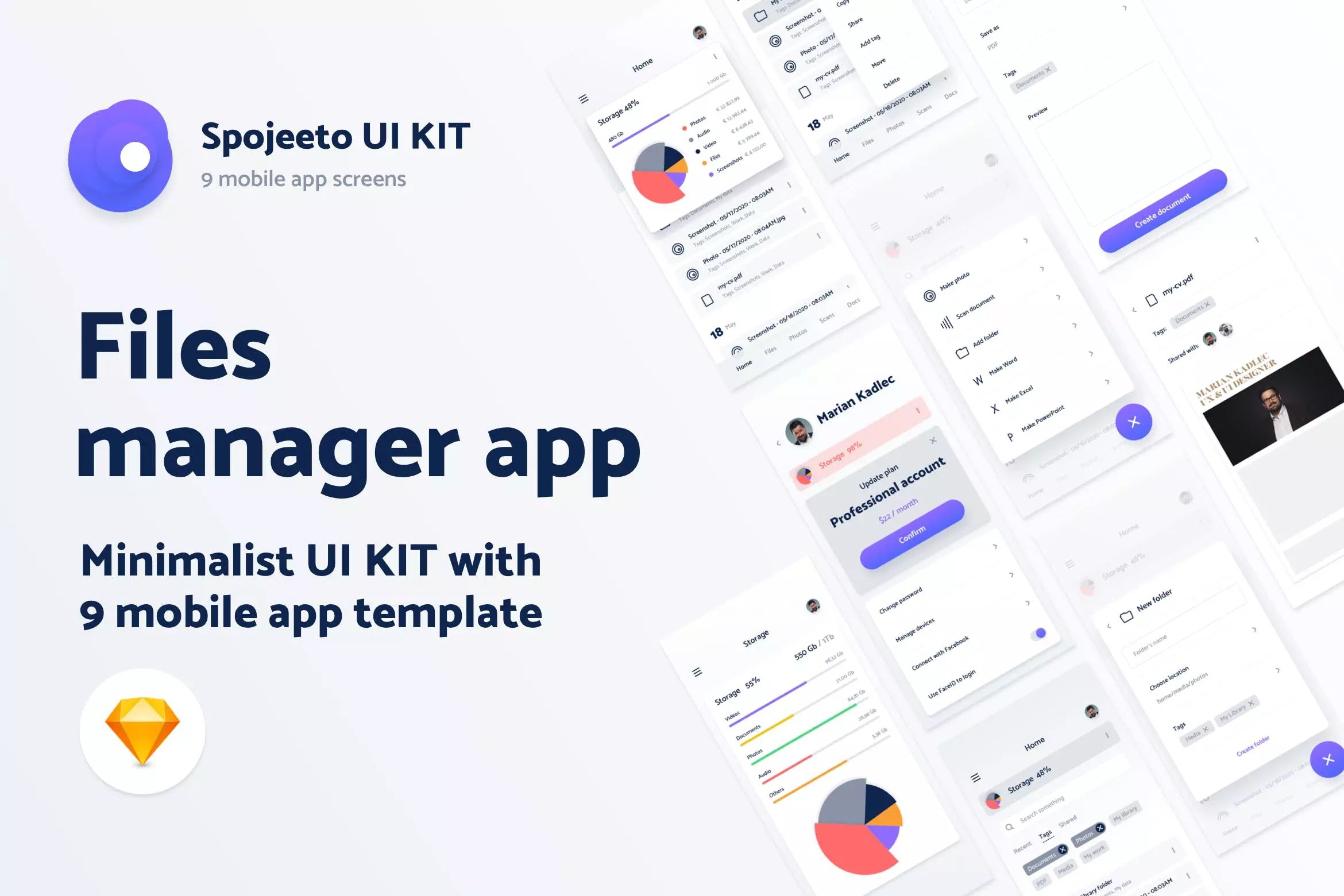 文件管理 app UI KIT – iOS模板（SKETCH