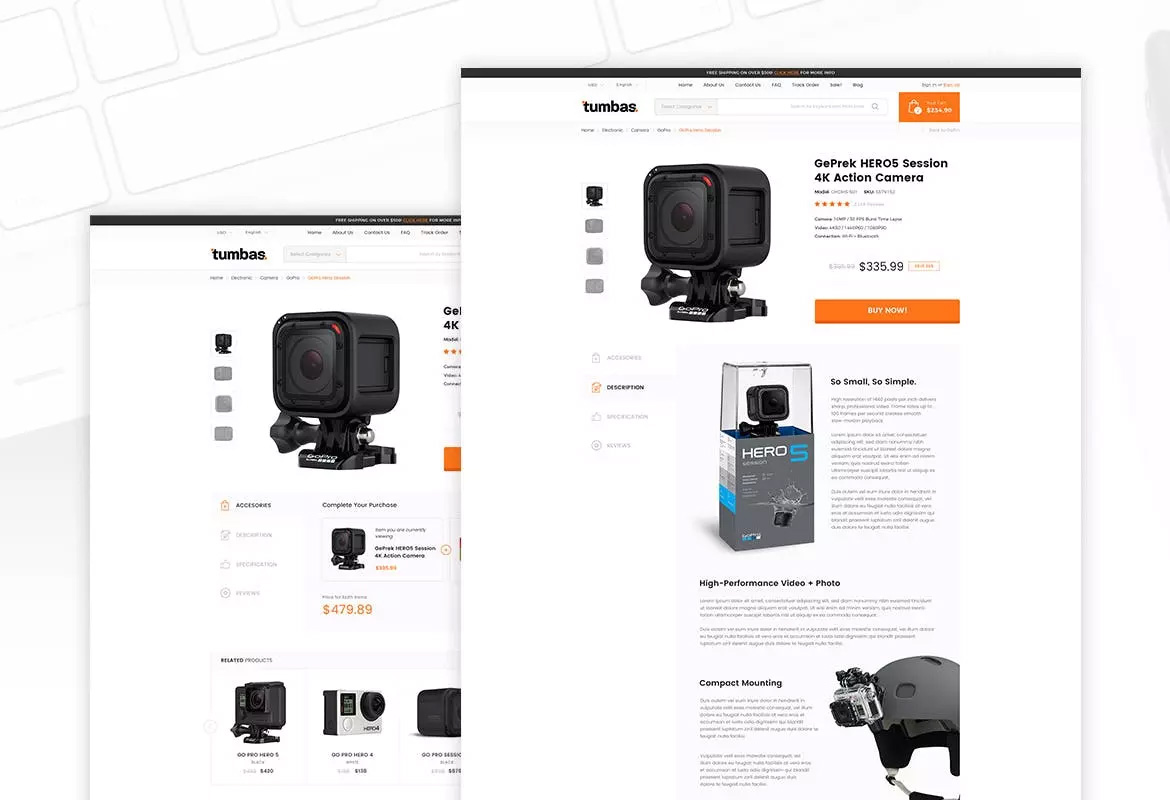 电子商务在线购物网站设计PSD模板 Tumbas – eCo