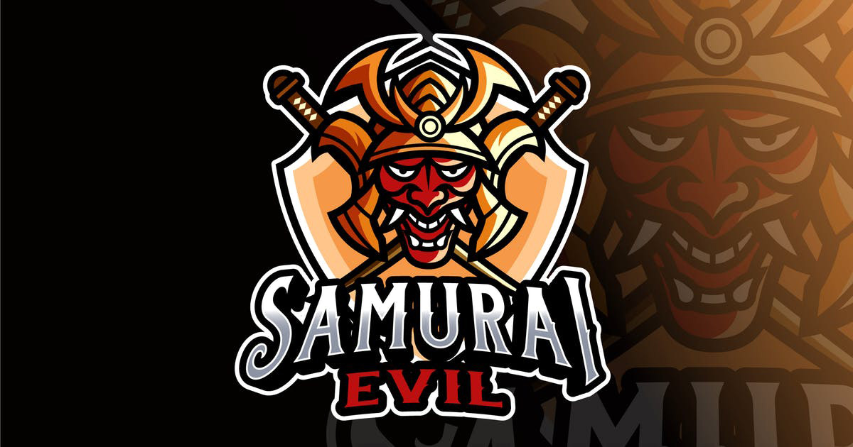 邪恶武士电子竞技Logo设计模板 Samurai Evil