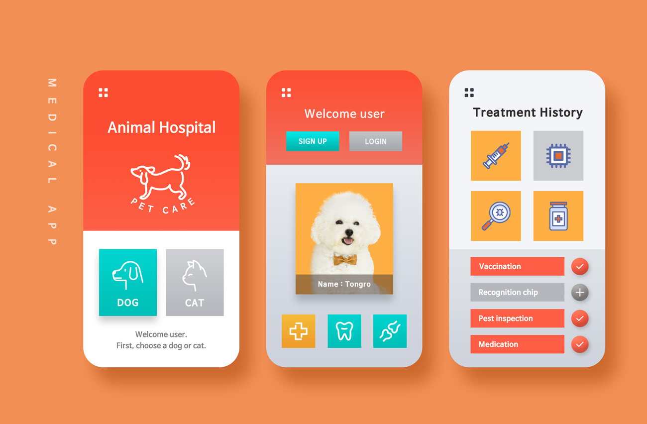 宠物医疗看病登录预约挂号移动APP界面素材