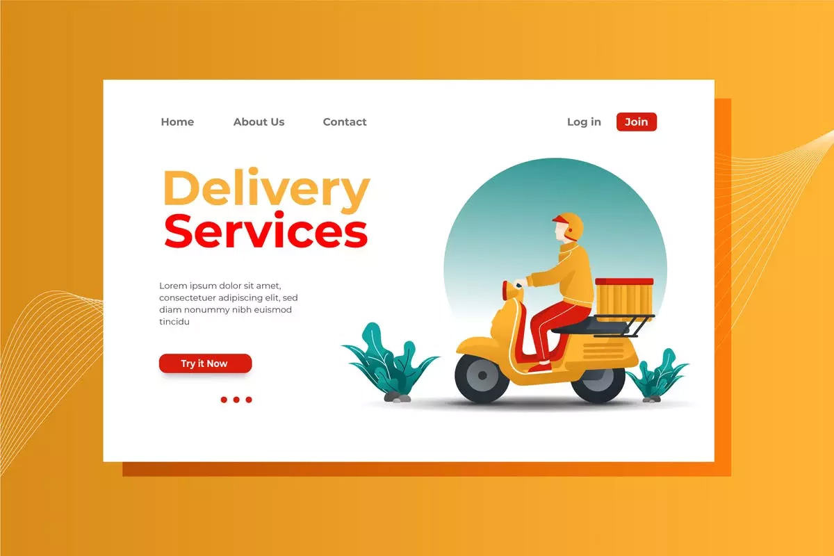 送货服务网站着陆页设计矢量插画 Delivery Servi