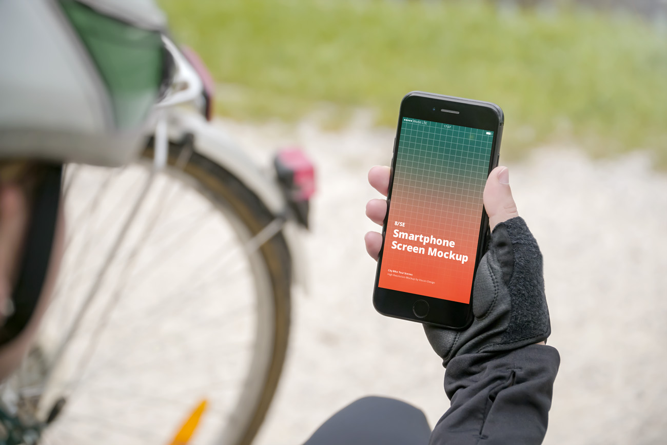 手持手机骑行自行车旅游移动APP提案样机UI界面素材 Pho