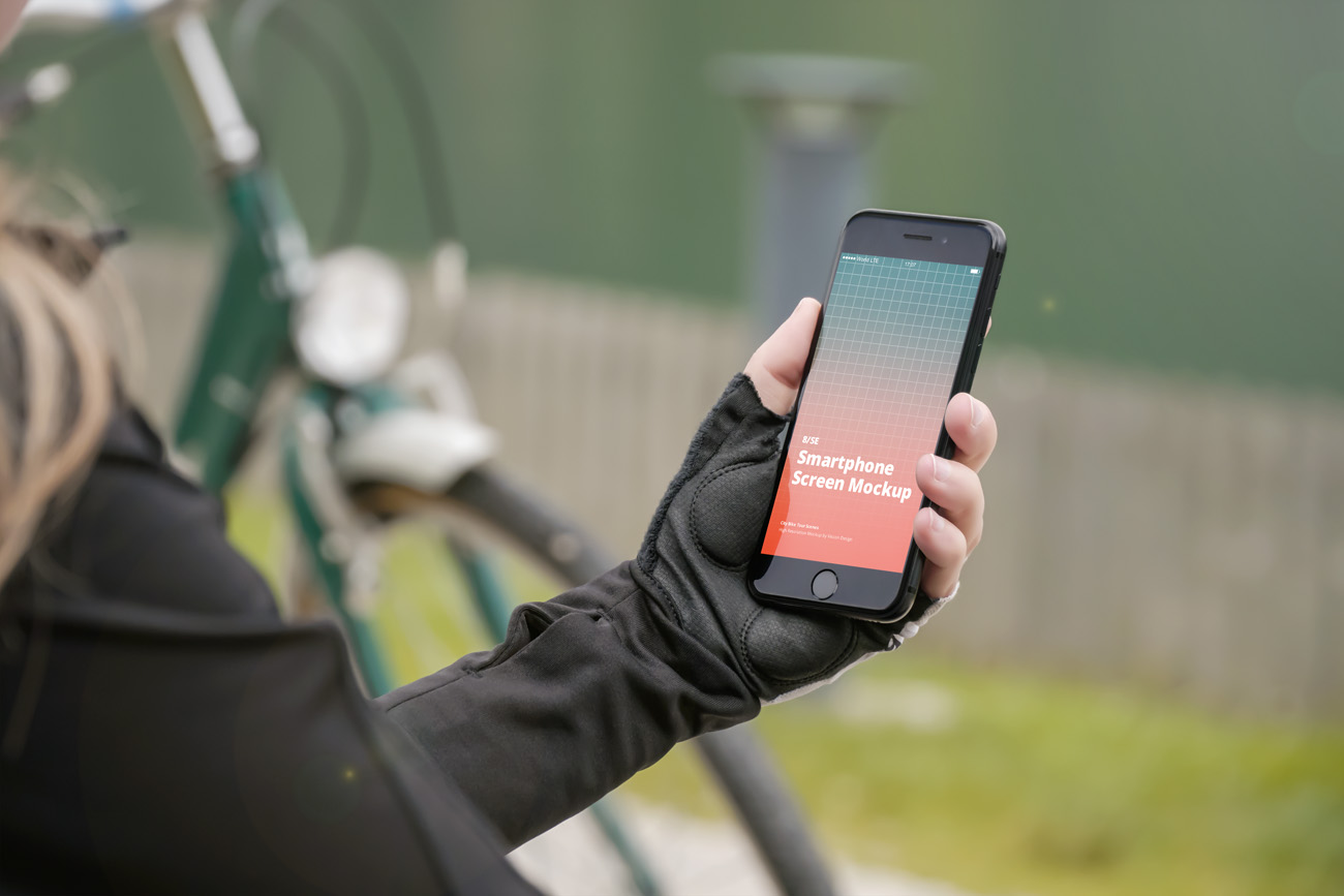 手持手机骑行自行车旅游移动APP提案样机UI界面素材 Pho