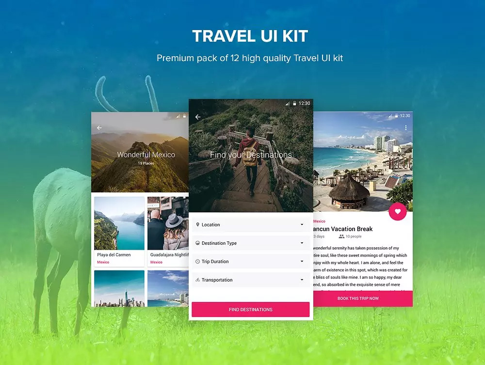 旅游类APP UI Kit打包下载[PSD]