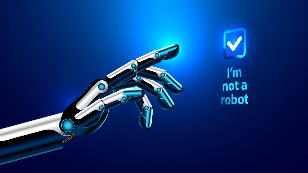 未来3D立体科技机械手臂镀铬指尖触摸屏按钮蓝色背景EPS矢量