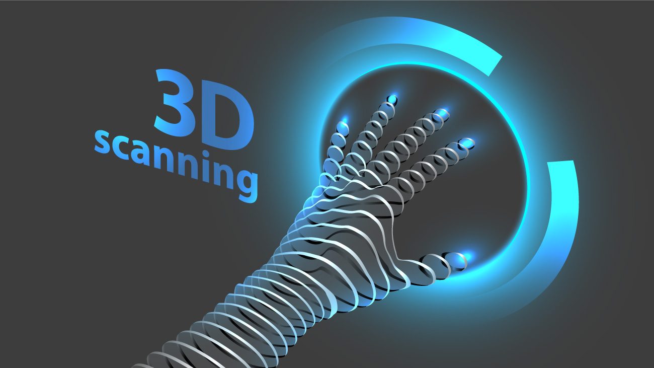 三维扫描3D未来技术线框手EPS矢量概念插画