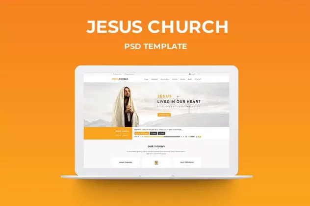 非营利机构基督教教堂官网设计PSD模板 JESUS CHUR