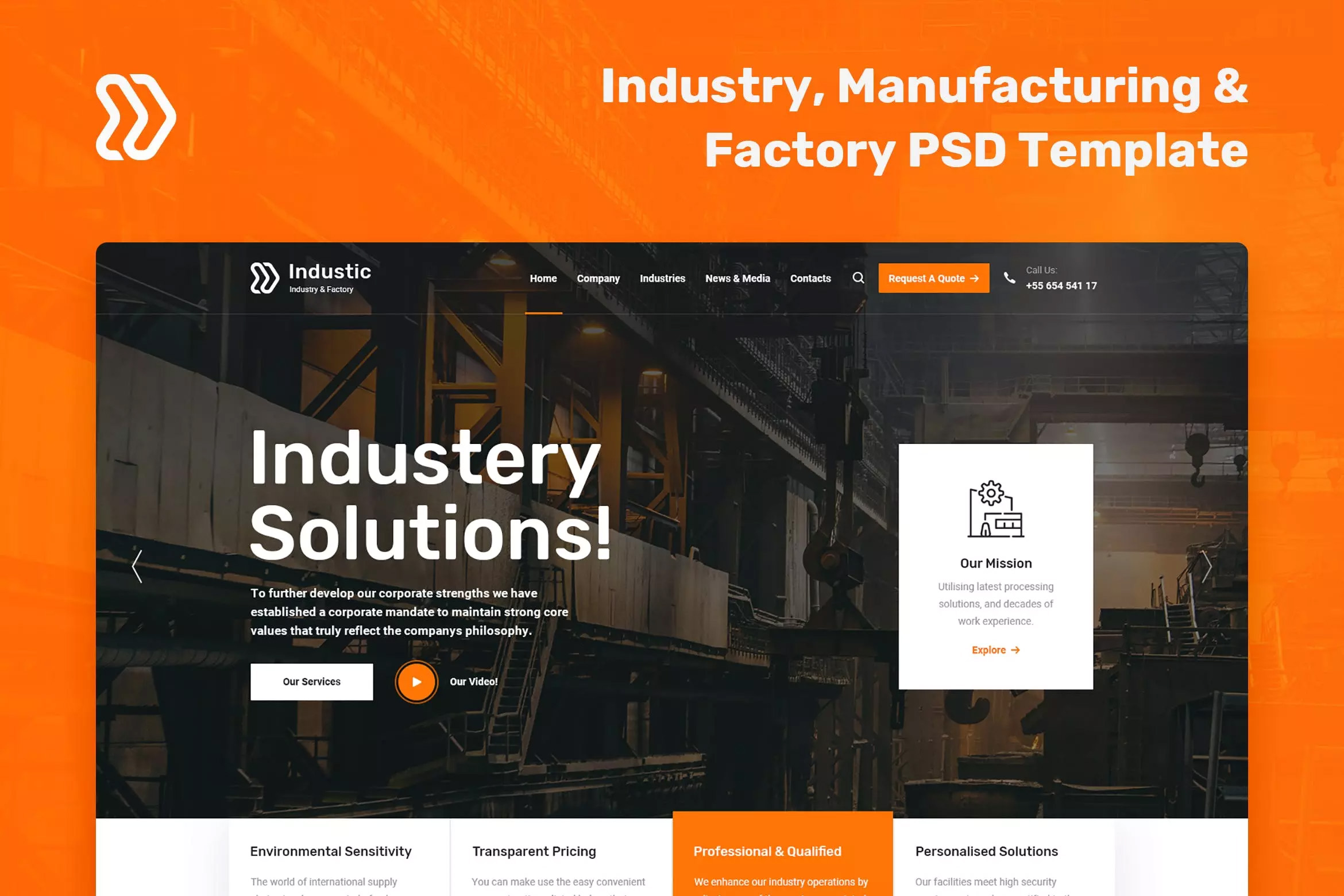 建筑公司工业网站设计PSD响应模板