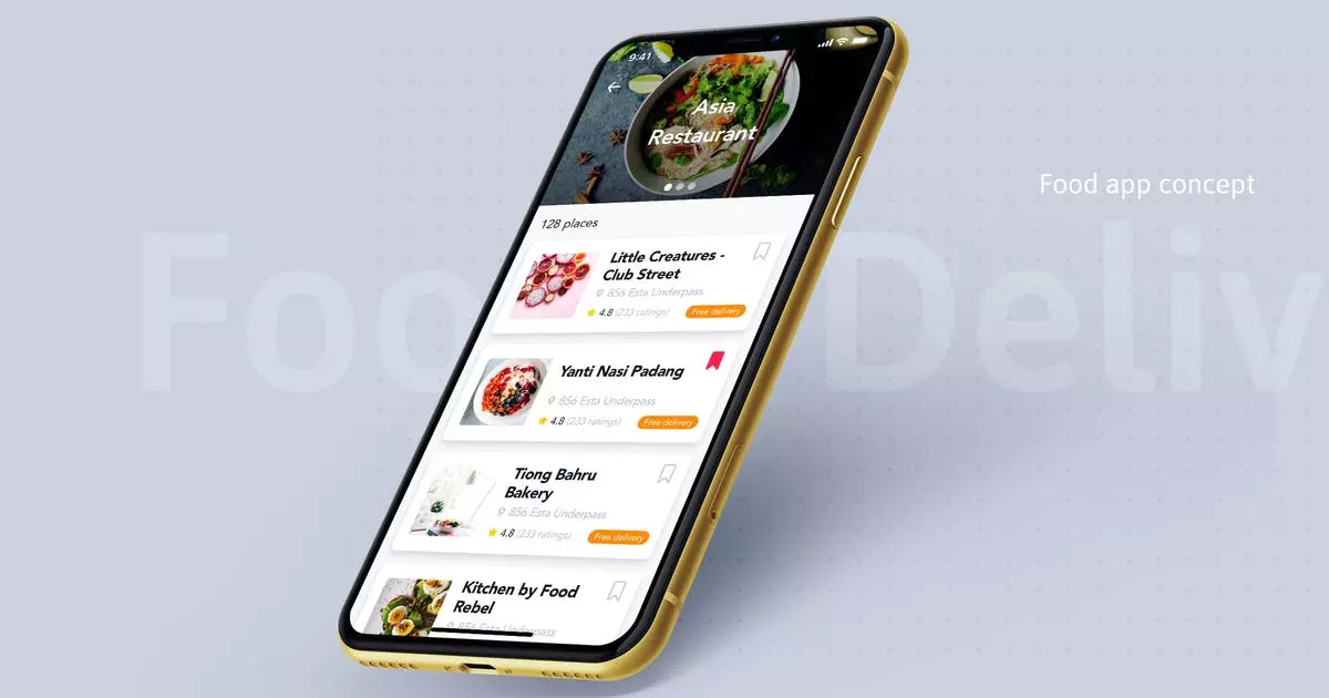 食品外卖送餐app商品界面概念UI模板 Food Deliv