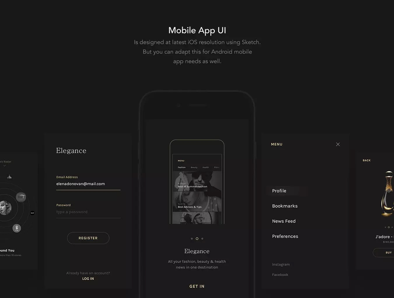 优雅奢华时尚高端APP UI KITS