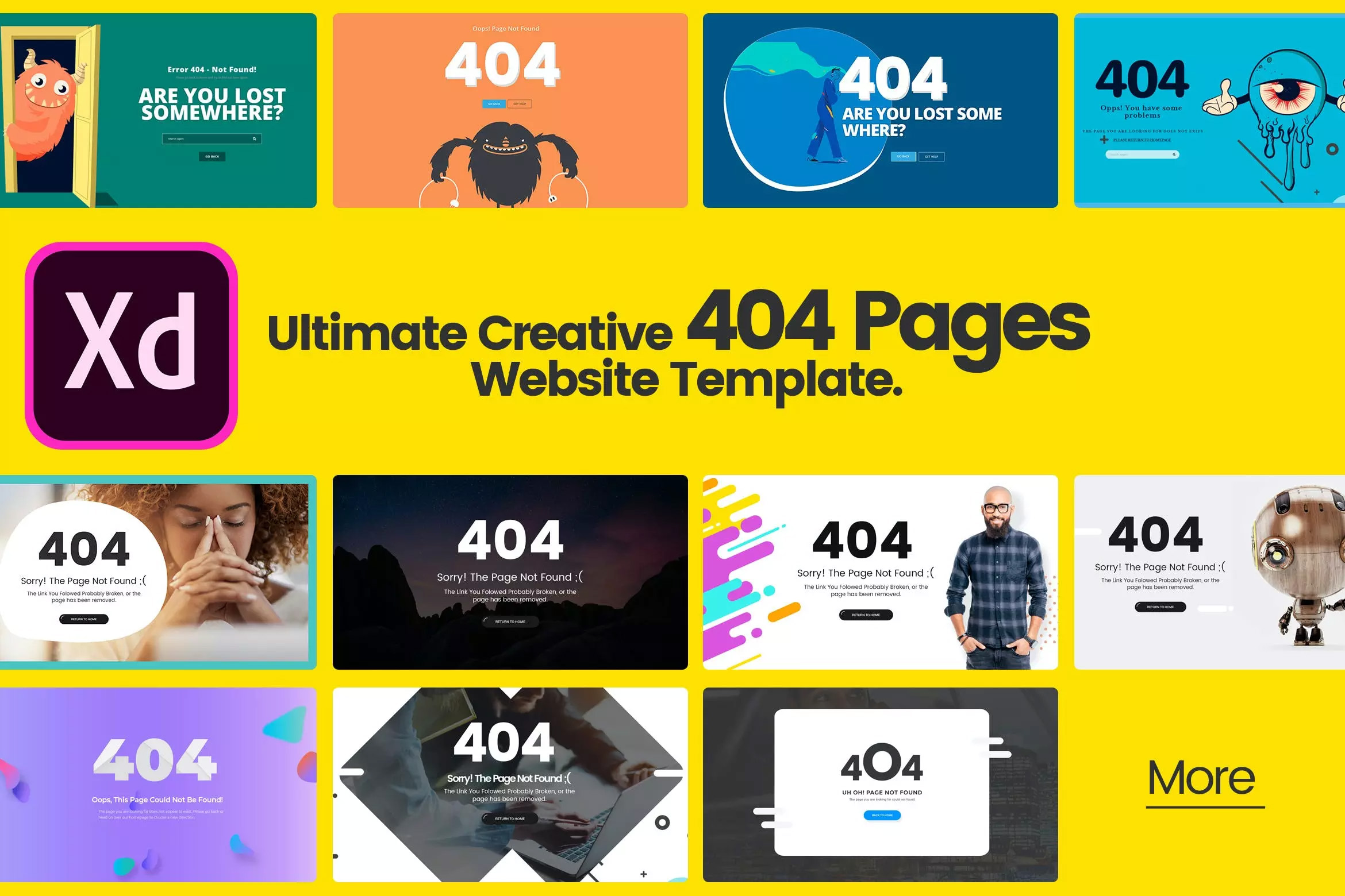 终极网站创意404页面设计XD模板合集v3 Ultimate