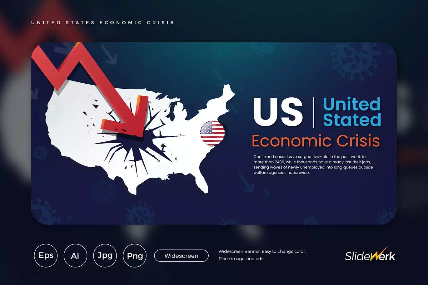 美国经济危机主题网站设计矢量插画