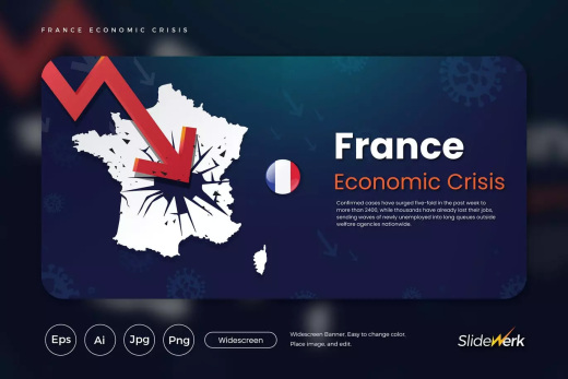 法國經濟危機主題網站設計矢量插畫