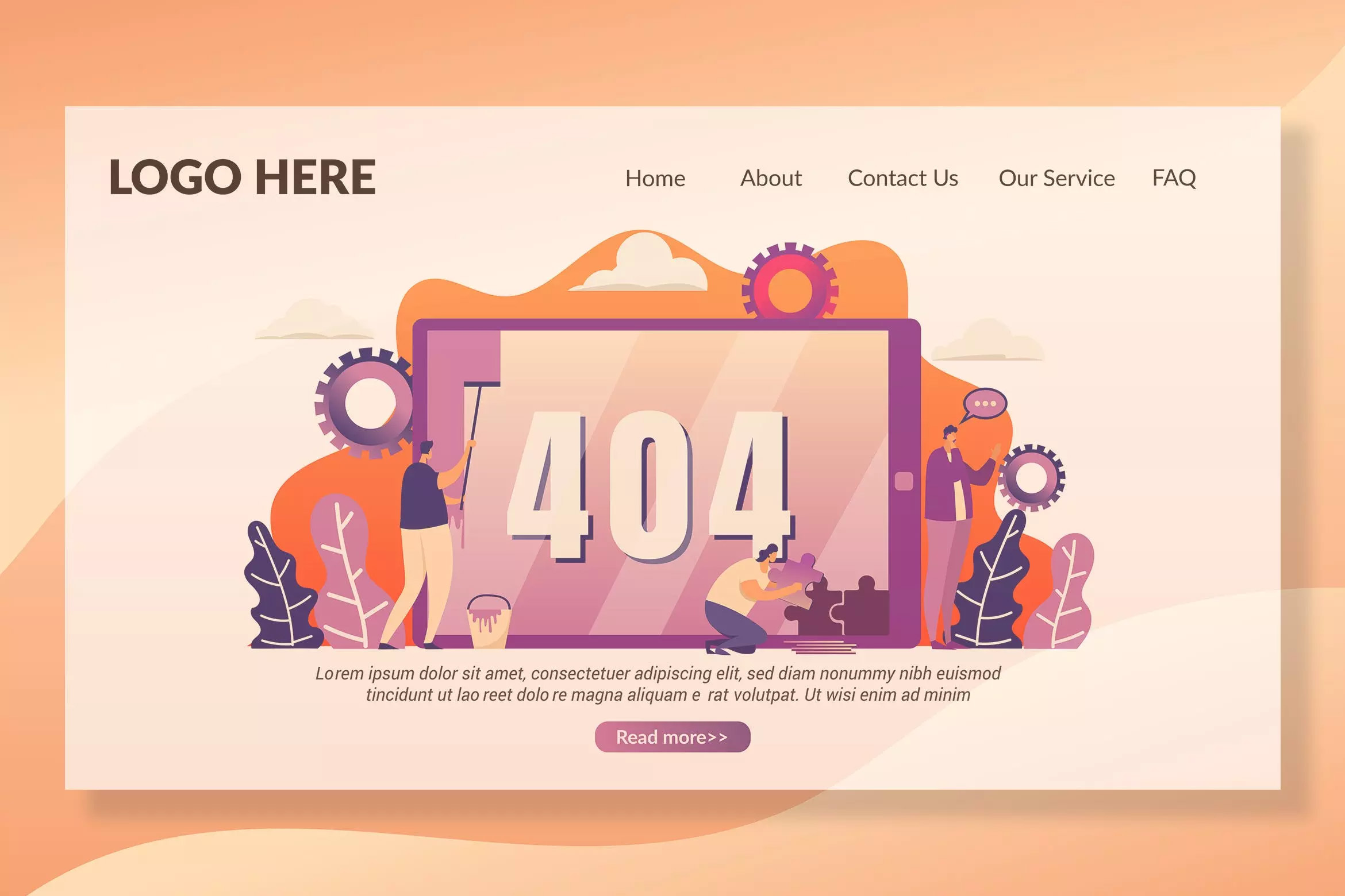 创意404界面网站页面设计矢量插画 404 page – L