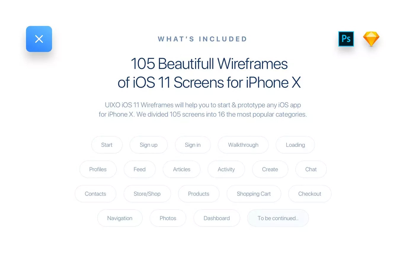 100+高品质的时尚高端iOS 11线框套件 – iPhon