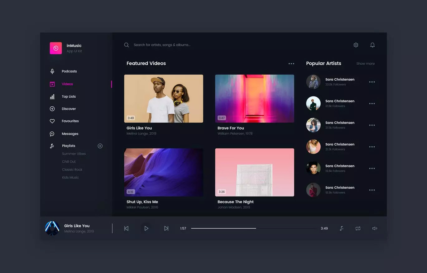 时尚高端音乐应用程序Music App UI Kits We