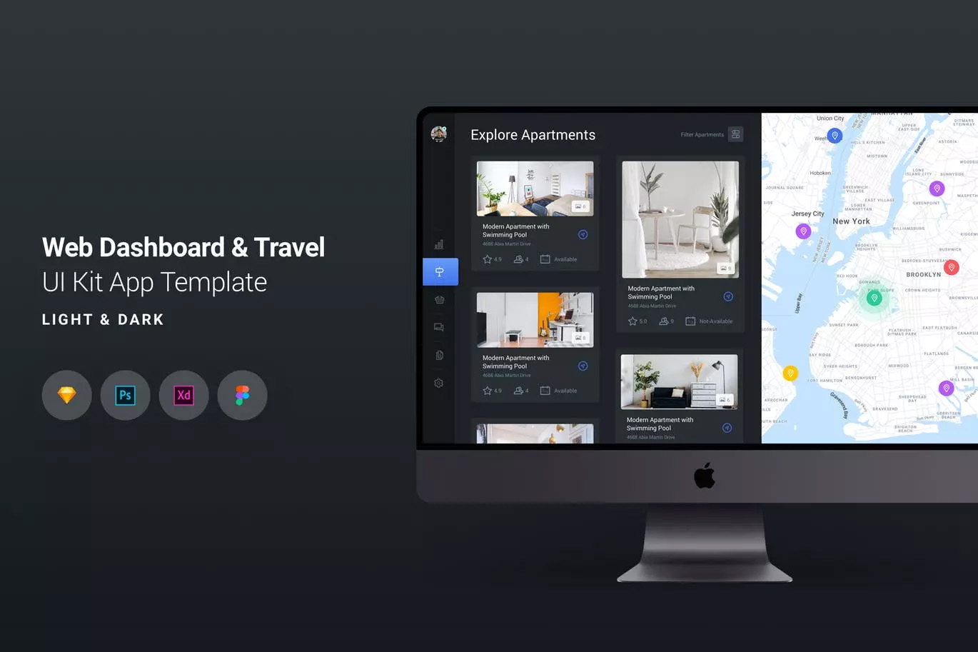 Web仪表板dashboard和旅行UI工具包应用程序模板-
