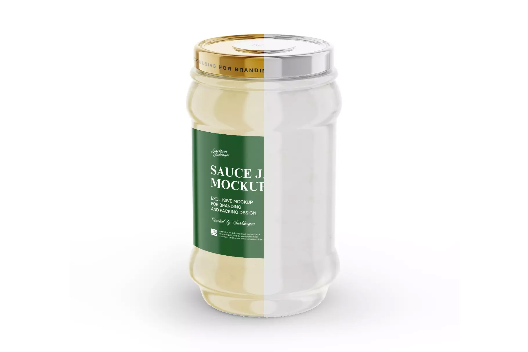透明玻璃蛋黄酱酱罐包装设计样机