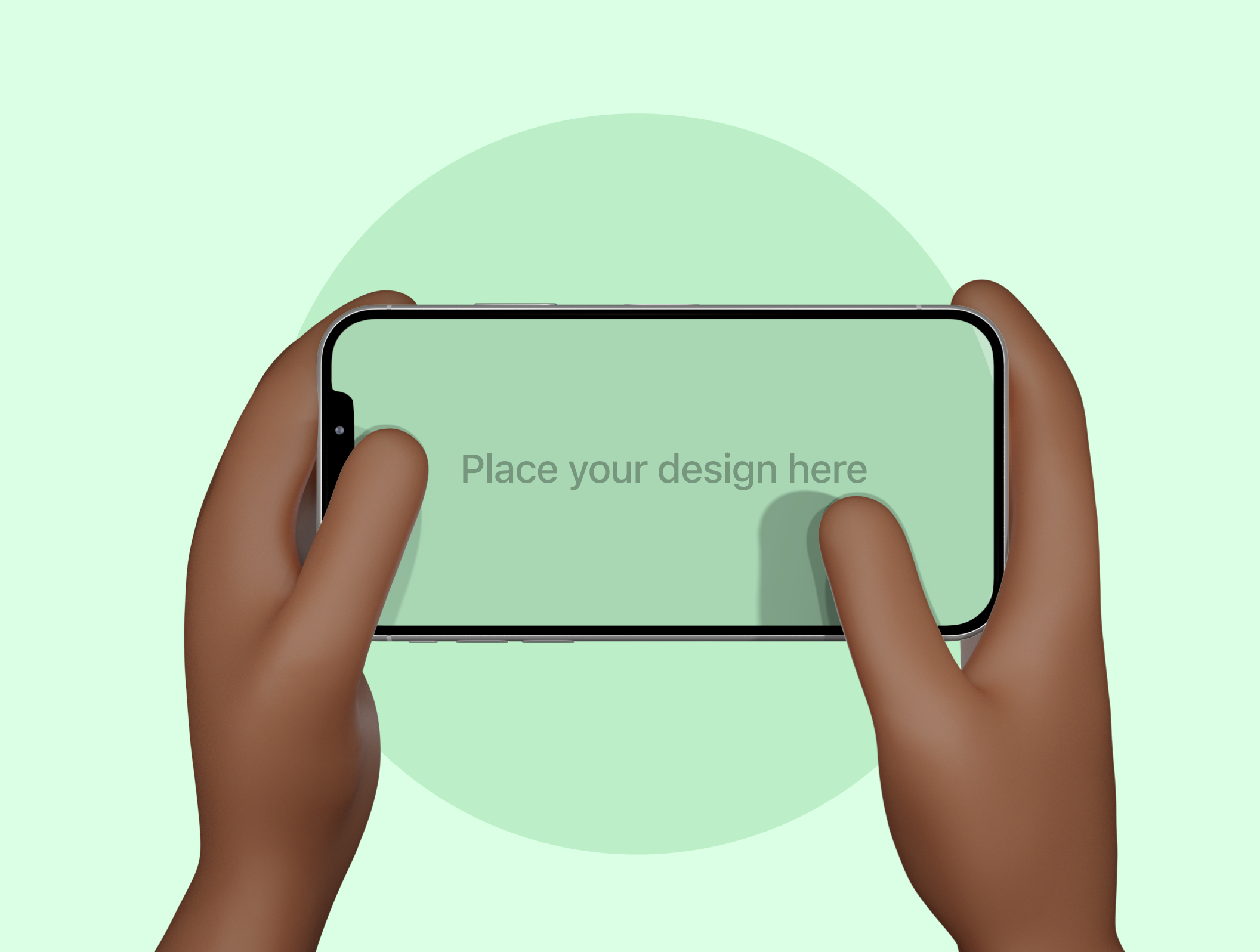 不同人种肤色卡通3D立体手持手机UI贴图设计提案样机模板 H