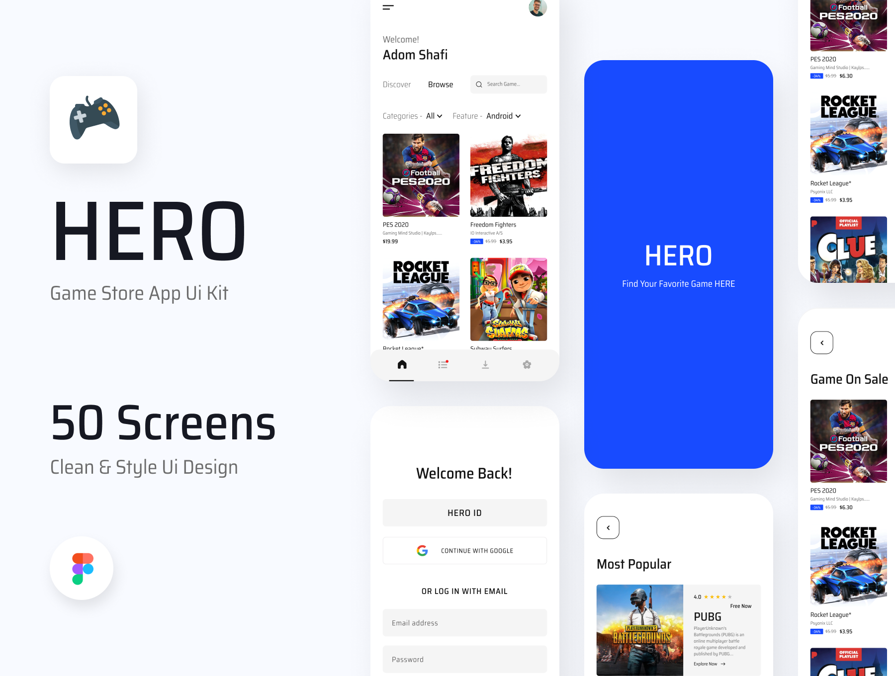 游戏在线商店电子商务APP界面UI素材 HERO- Game