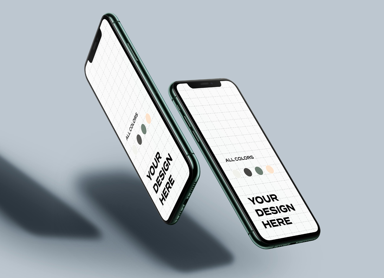 最新智能手机iPhone飘浮场景真实阴影APP UI界面设计