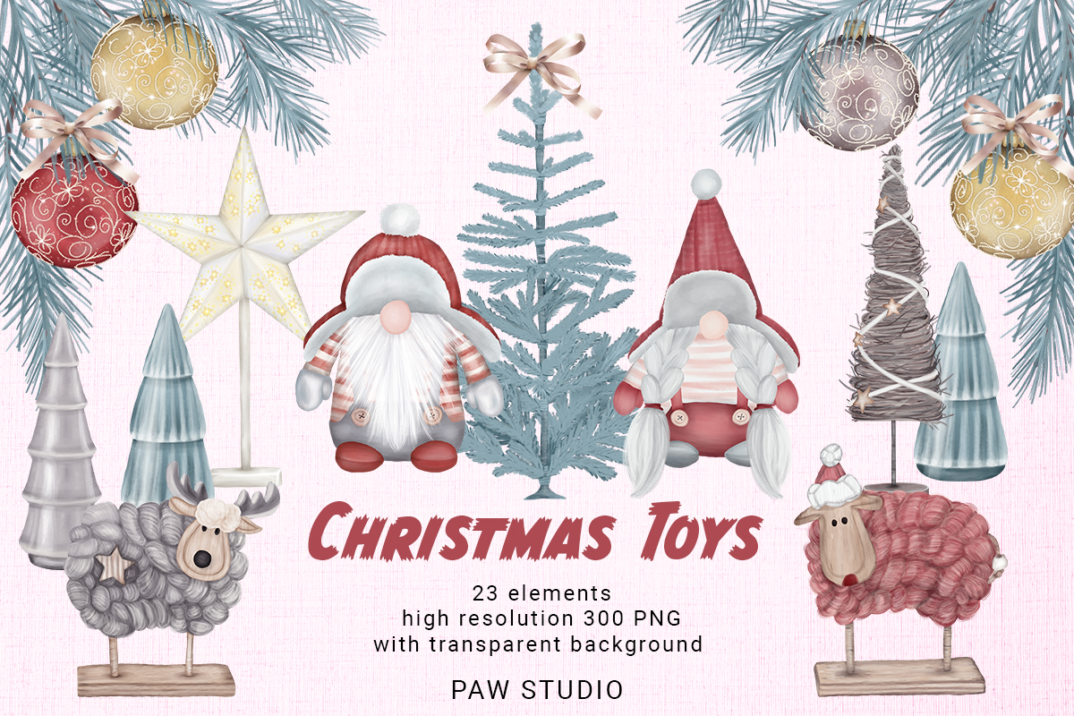 丰富的侏儒矮人圣诞老人玩具节日装饰素材 Christmas