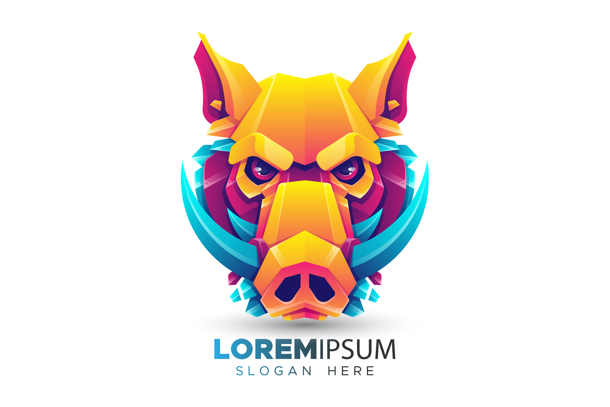 渐变多彩野猪动物LOGO商标矢量素材 Logo illust