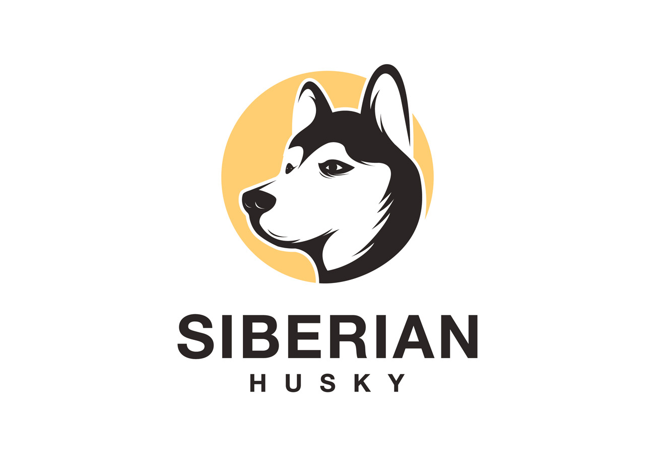 西伯利亚雪橇犬渐变多彩动物LOGO商标矢量素材 Logo i
