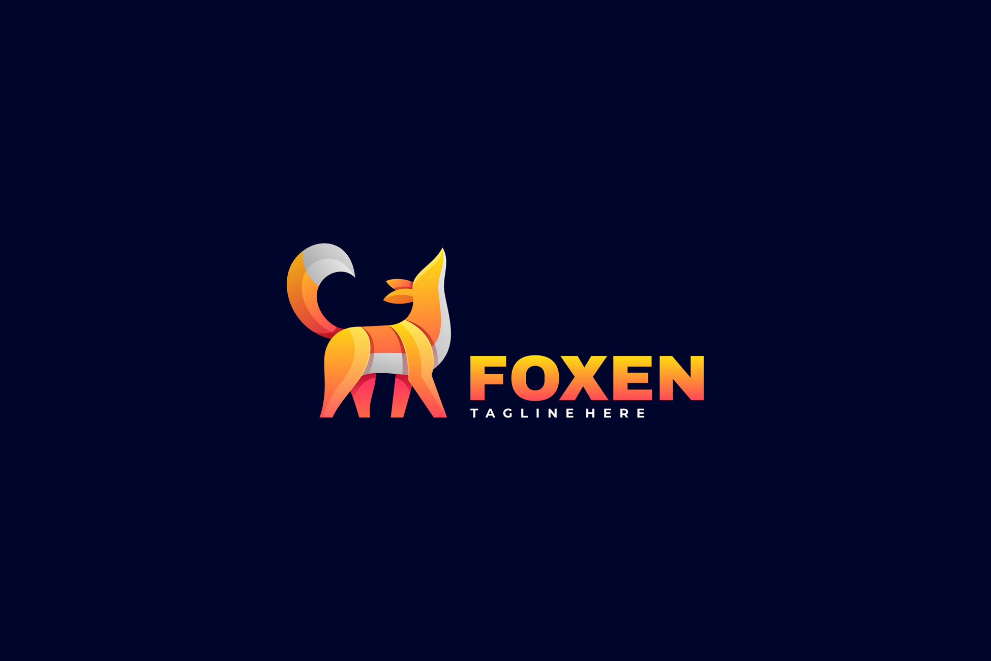 渐变多彩狐狸动物LOGO商标矢量素材 Logo illust