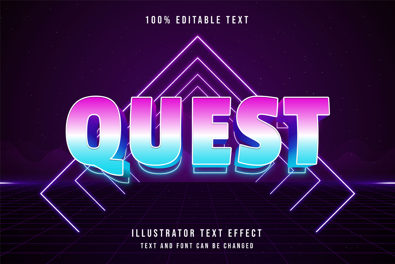 复刻80年代三维立体特效字体文本特效可编辑EPS矢量模板素材