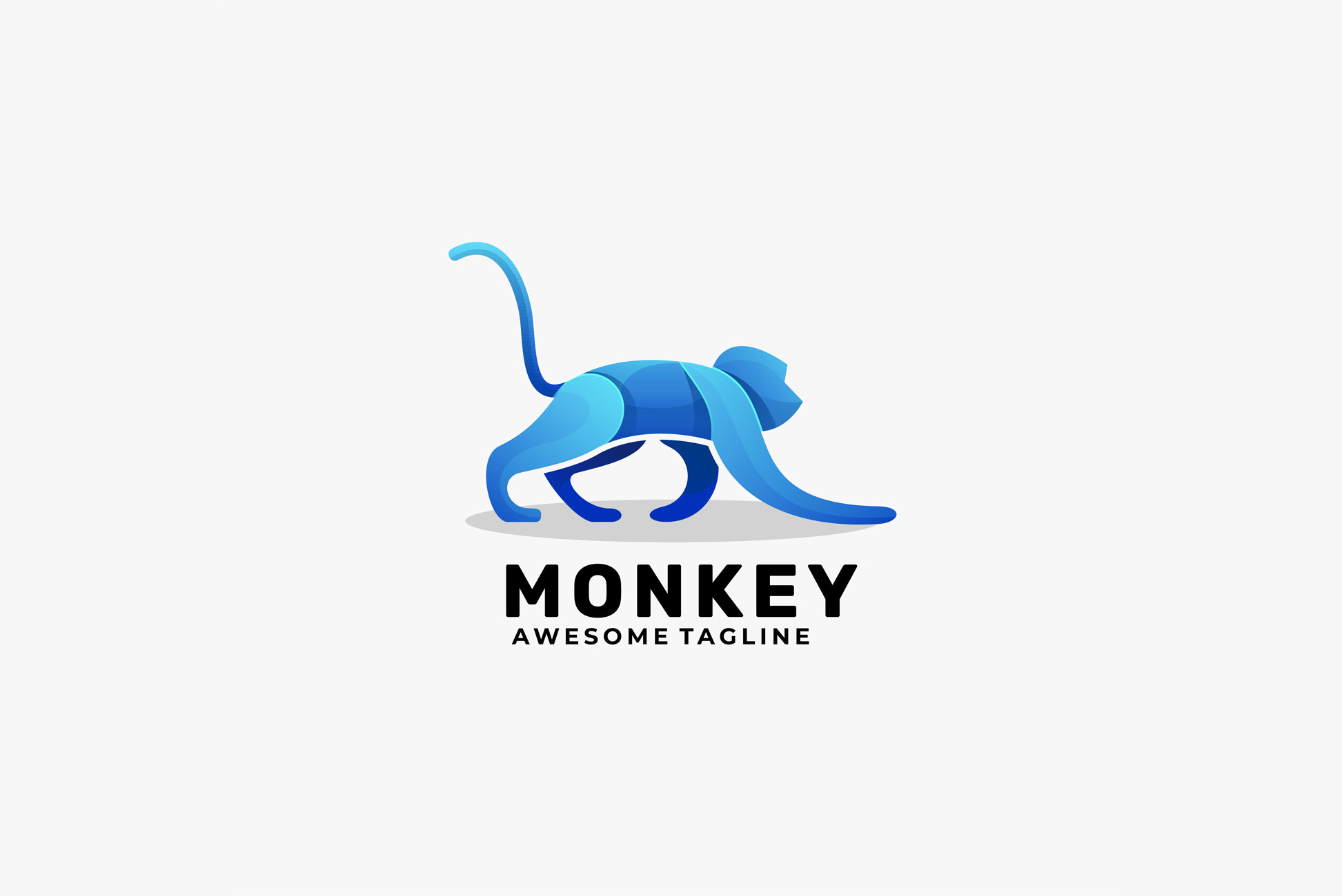渐变多彩猴子动物LOGO商标矢量素材 Logo illust
