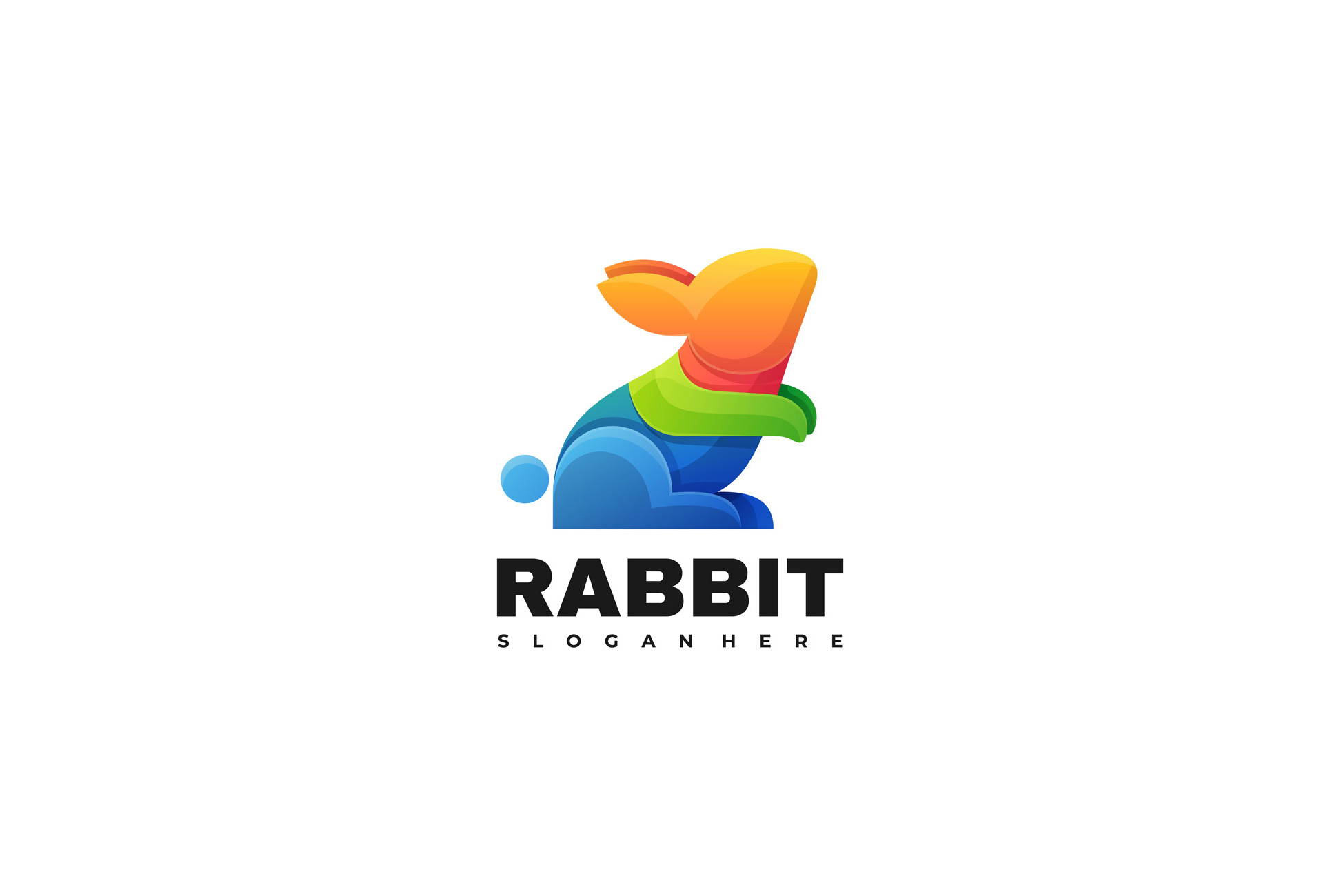 渐变多彩兔子动物LOGO商标矢量素材 Logo illust