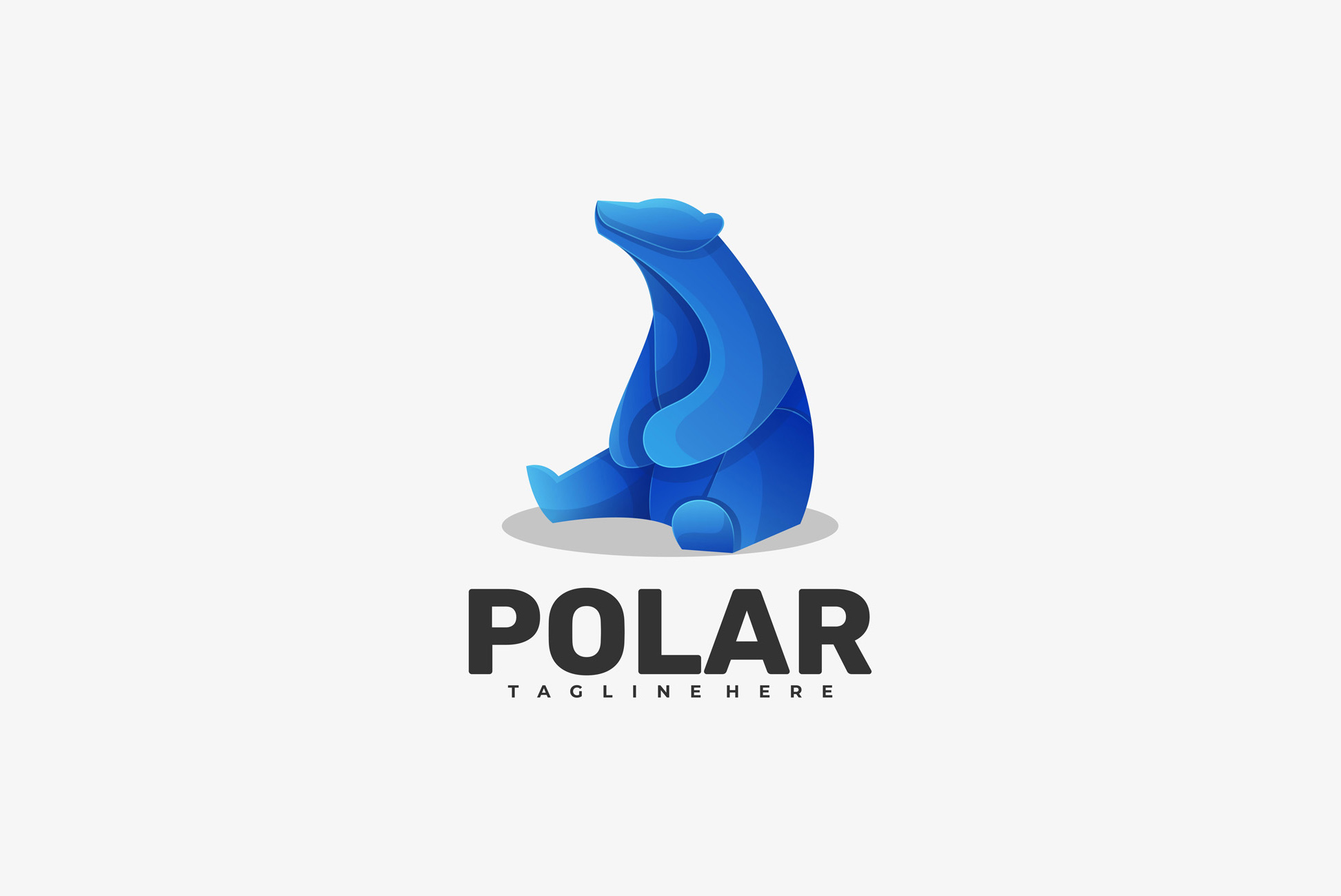 渐变多彩北极熊动物LOGO商标矢量素材 Logo illus