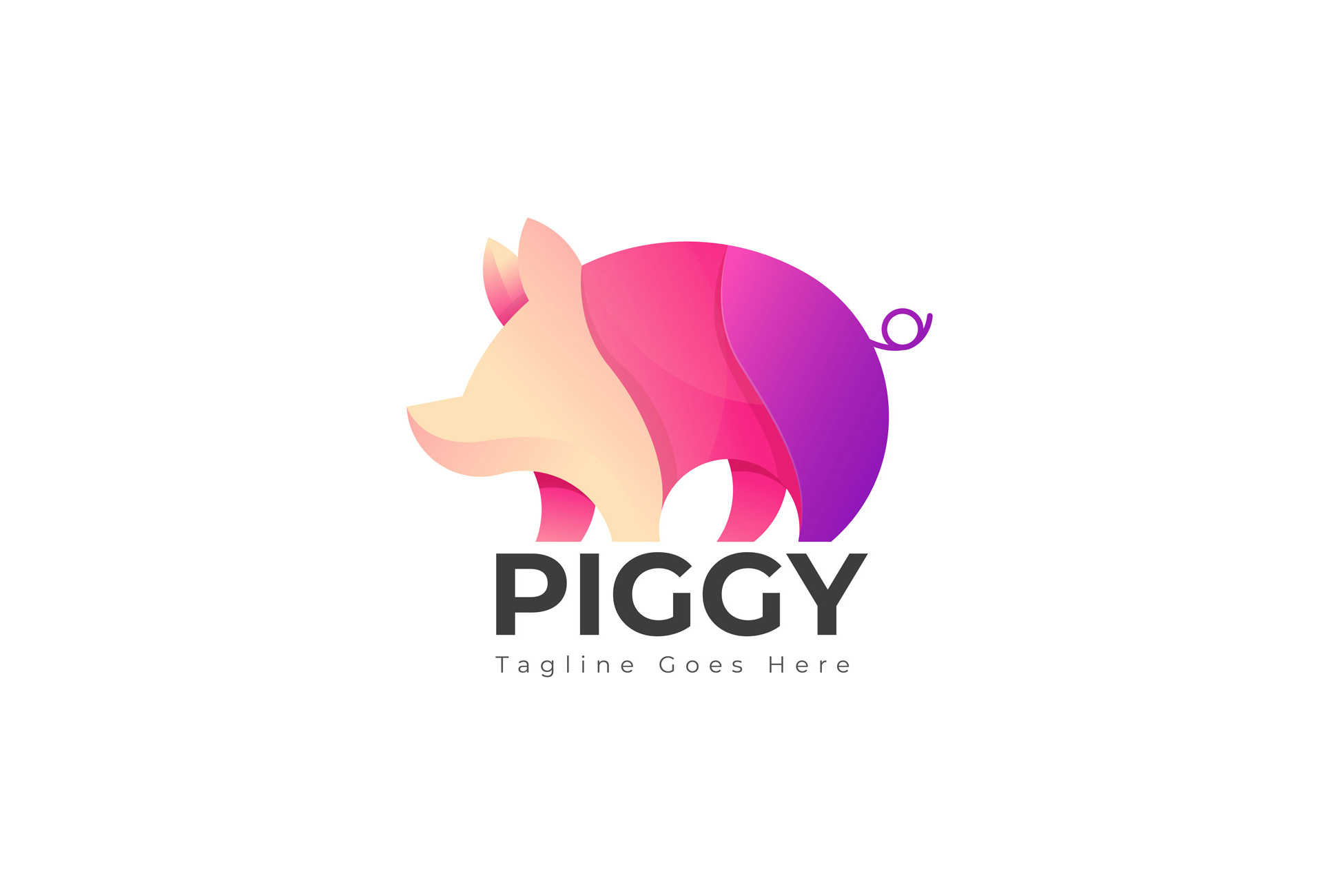 渐变多彩可爱的小猪动物LOGO商标矢量素材 Logo ill