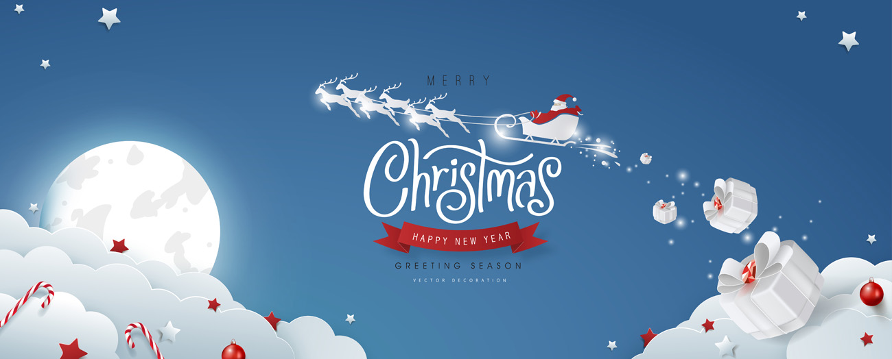 2021圣诞节新年节日剪纸风插画设计 Merry Chris