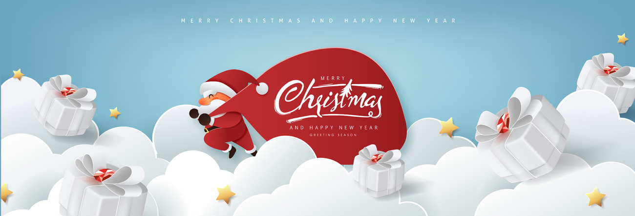2021圣诞节新年节日剪纸风插画设计 Merry Chris