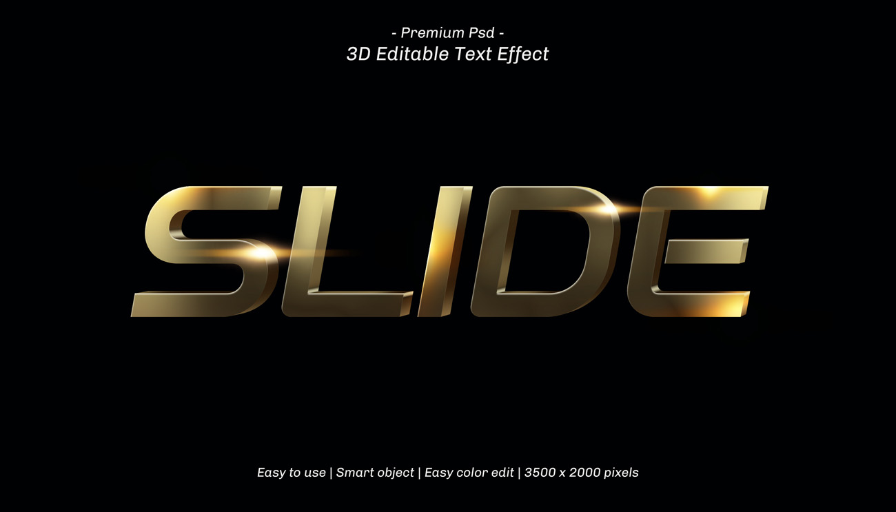 三维黄金立体字体特效文本可编辑PSD样机模板素材 3d ed